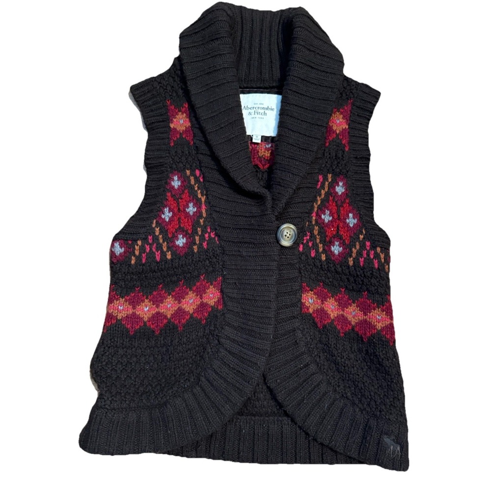 Abercrombie & Fitch Sweater Vest HYGGE  Boho Wool blend Cottage Preppy Medium